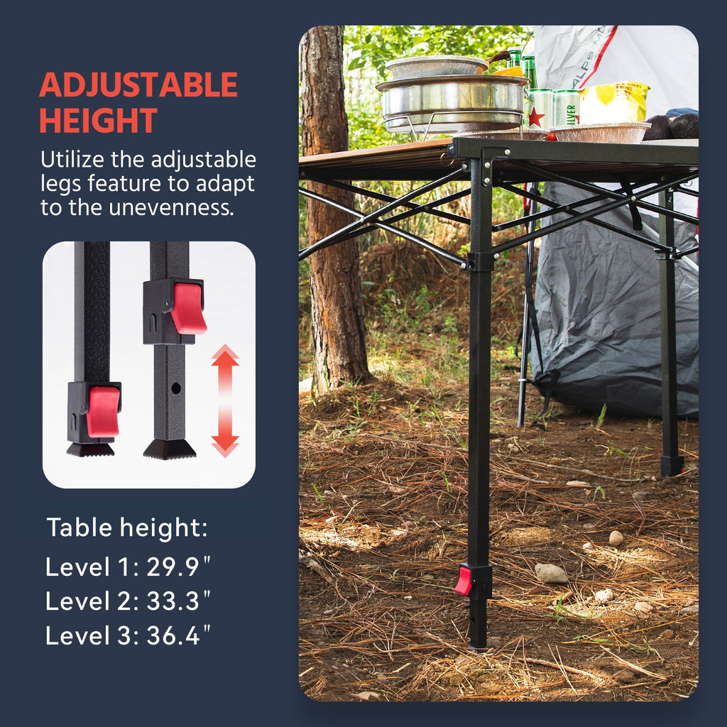 Large Adjustable Height Aluminum Camping Table X44150