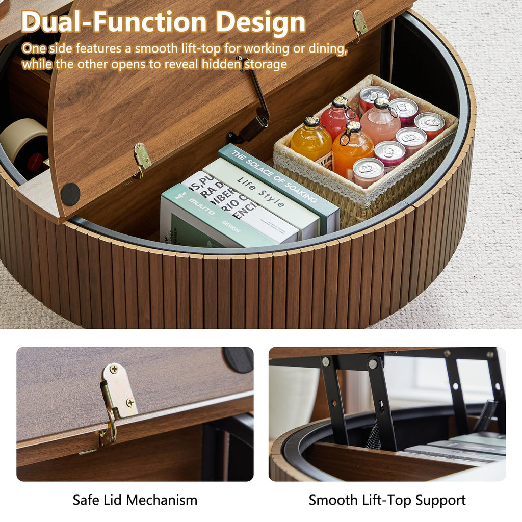 33" Round Lift-Top Coffee Table with Storage J436345