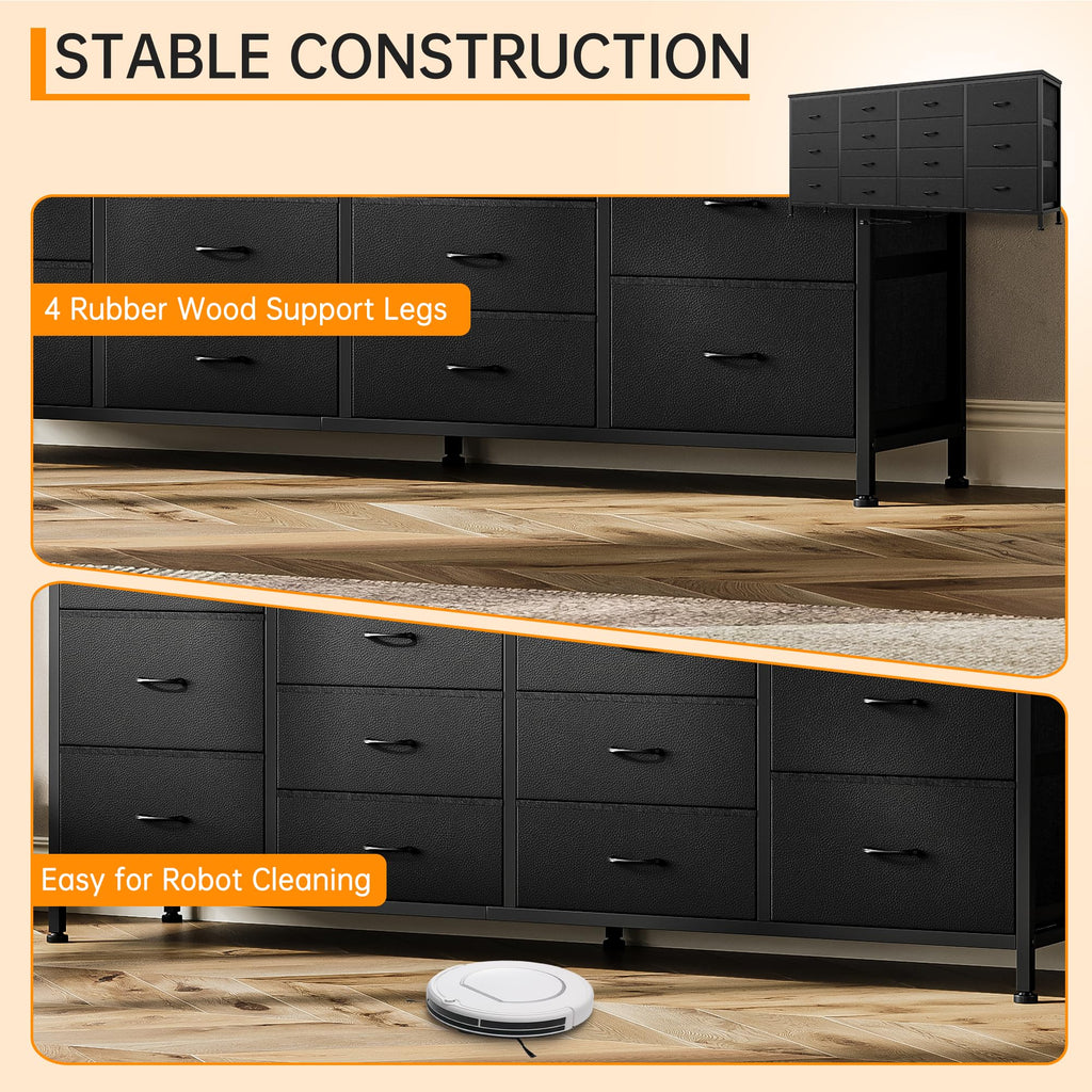 Brown 14 Drawer Fabric Dresser TV Stand R832