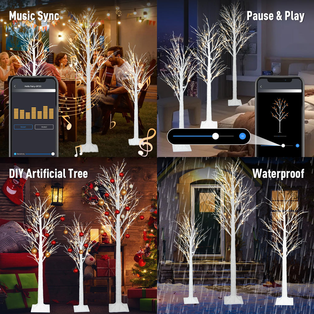 Lighted Birch Trees 4FT 5FT 6FT T373