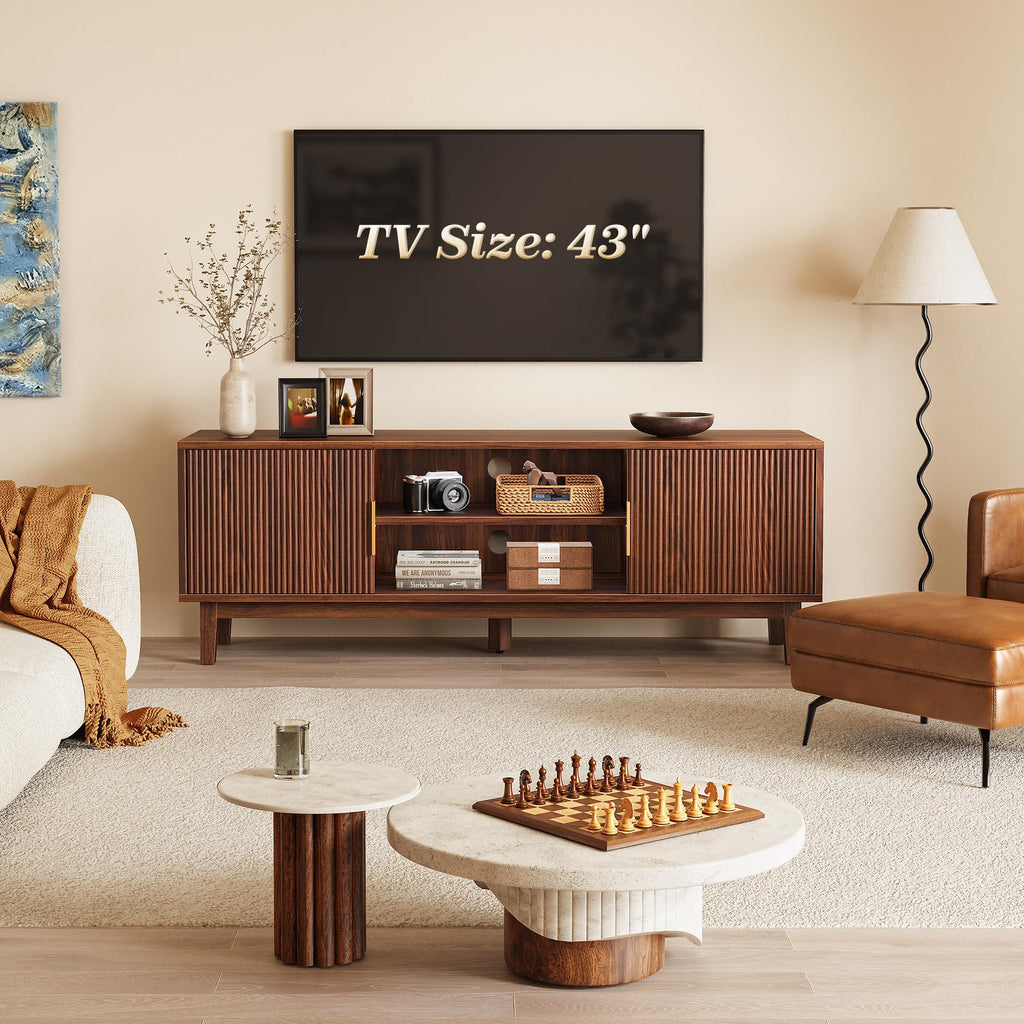 54 Inch Fluted TV Stand with Storage V555753