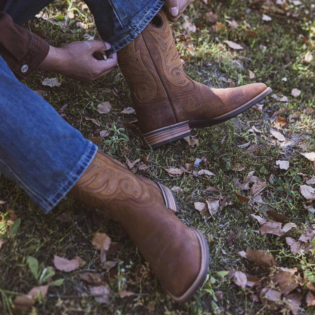 Cowboy Boots for Men Full-Grain Cowhide Square Toe Western Boot P506803